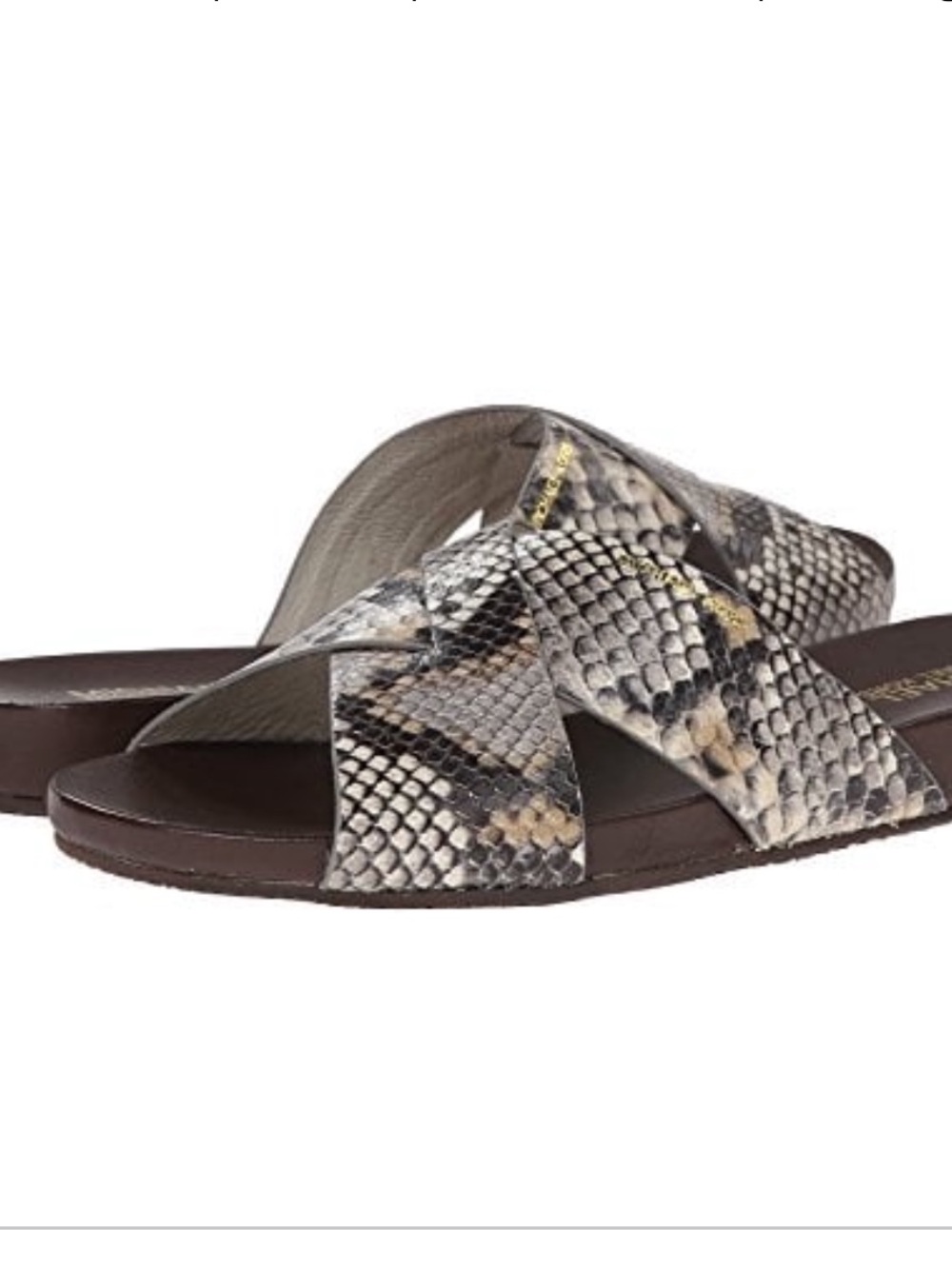 Michael Kors Women’s Somerly Leather Open Toe Casual Slide Sandals